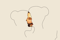 outline of two overlapping profiles with a face in the middle