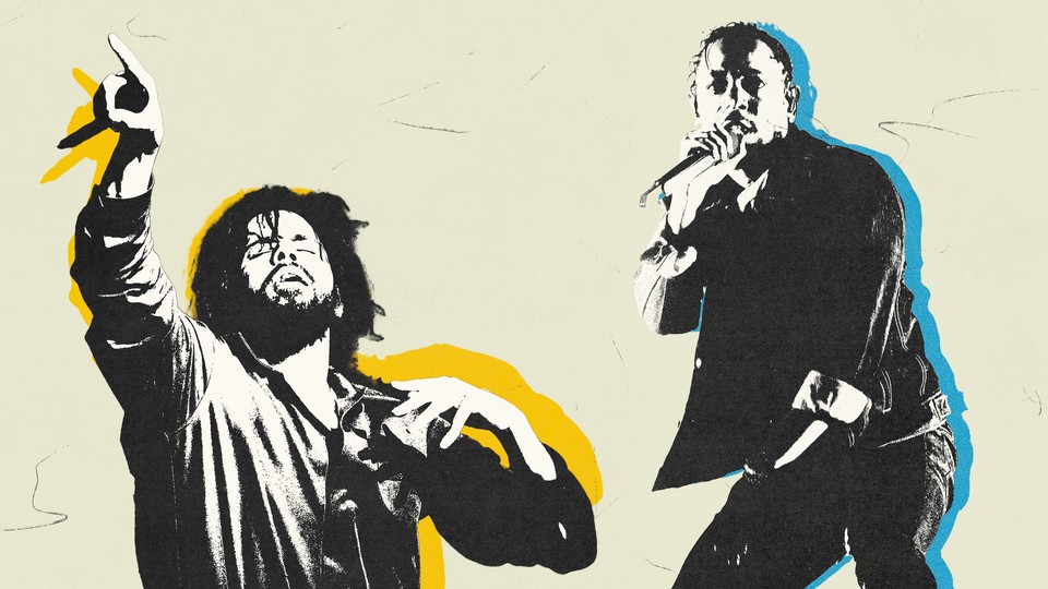 An illustration of J. Cole and Kendrick Lamar