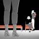 Illustration of a mother's legs from behind, facing her daughter, her grandchild, and their therapist