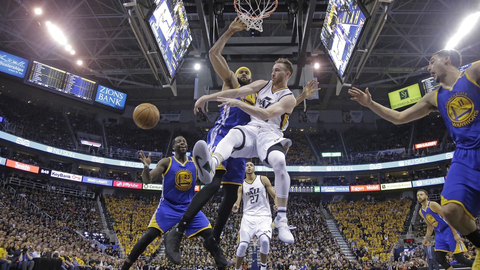 The Utah Jazz star Gordon Hayward during a game against the Golden State Warriors