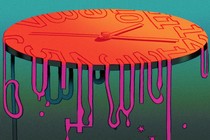 An illustration of a melting clock.