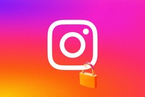 Image of the Instagram logo with a lock on it