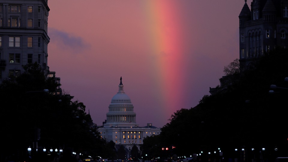 A rainbow over the Capitol on Election Day 2018