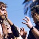 Mel Gibson and an actor playing Christ