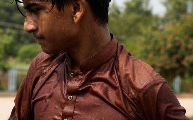 local man drenched in water