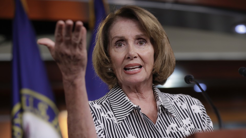 House Minority Leader Nancy Pelosi gestures during a news conference on Capitol Hill in Washington on July 27.