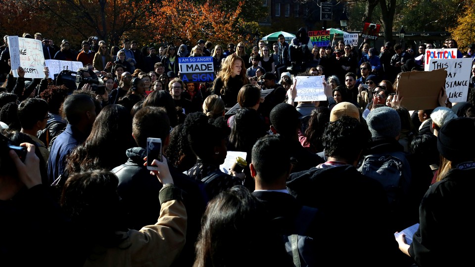 Students protest against Trump in Manhattan, New York