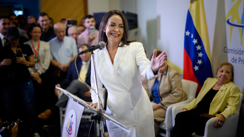 Maria Corina Machado speaking to a crowd