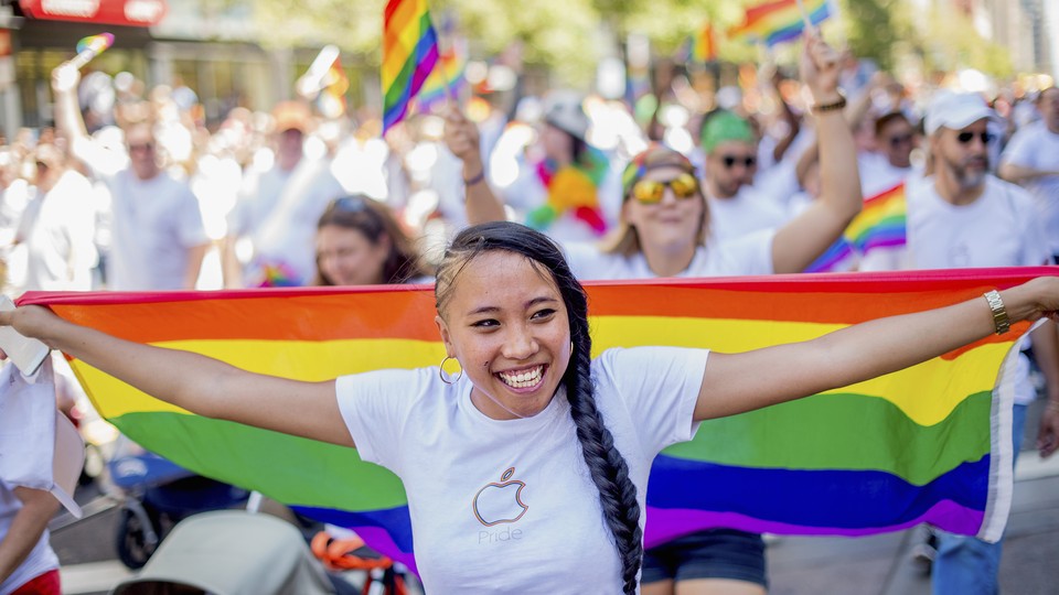 Part of Apple's contingent at the 2016 San Francisco Pride parade
