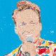 An illustrated and animated portrait of the comedian Conan O'Brien