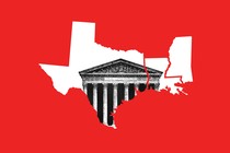 State outlines of Texas, Louisiana, and Mississippi with the Supreme Court overlaid