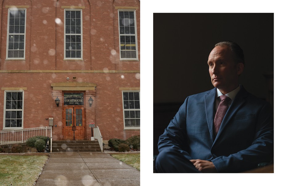 left: Judge Ryan King; right: Ripley County Courthouse