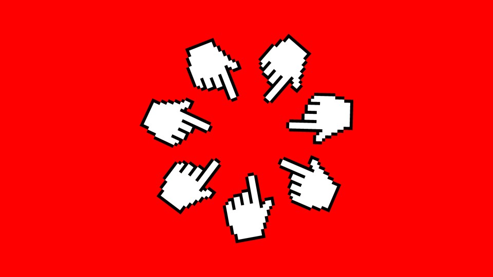 illustration of computer cursors pointing in a circle