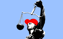 An illustration of a statue depicting justice wearing a red hat