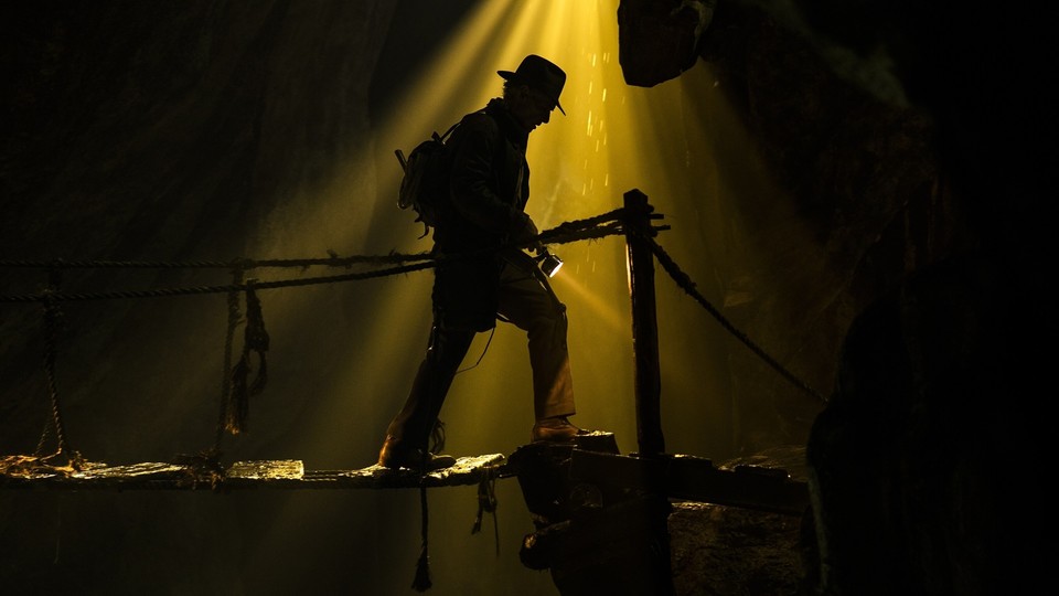 Indiana Jones, shown in silhouette