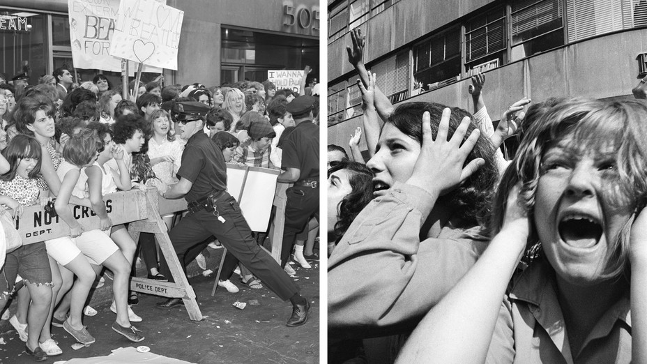 Diptych of Beatles fans.