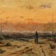 A painting of a person standing alone in a field