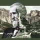 A collage of John Muir against a forest-green background and images of mountains and a Native American person