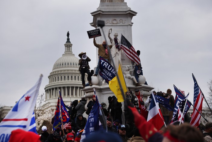 Trump supporters gathered outside the US Capitol building on January 6 2021