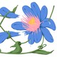 Illustration of a flower with a knotted stem that is plucking off the petals of the very flower it is part of.