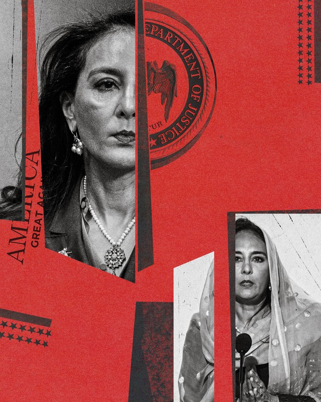 a collage showing Harmeet Dhillon