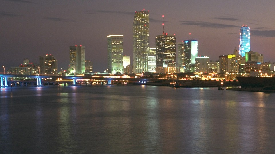 The Miami skyline in 1996, the year of the SunTrust bank robbery.