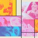A collage of Sundance film stills in bright colors