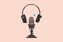 An illustration of a pair of headphones, crying
