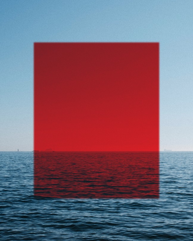 a red rectangle over a photo of the ocean