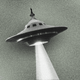 An illustration of the classic image of the UFO, as a flying saucer