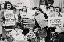 Women in New York protest meat prices in 1945.