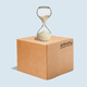 An illustration of a cardboard box with an hourglass on top