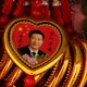 A Souvenir necklace with a portrait of Chinese President Xi Jinping
