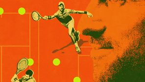 Illustration showing Novak Djokovic in various Tennis positions