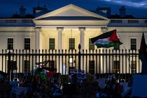 A photo of a pro-Palestinian demonstration outside the White House