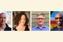 Color headshots of new hires, from left to right: Henry Grabar, Judith Shulevitz, Chris Suellentrop, and Uzodinma Iweala