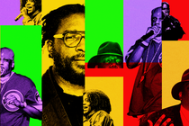 A collage of various rap artists.
