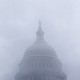 The U.S. Capitol on a foggy day