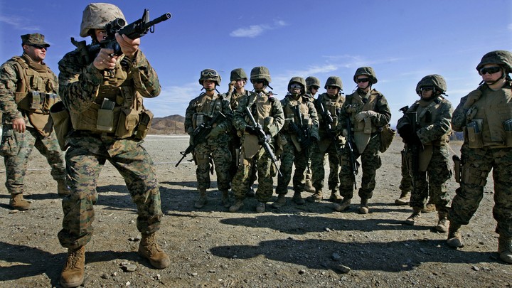 Female marines train for Afghanistan.
