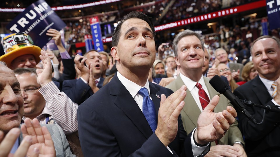 Wisconsin Governor Scott Walker at the Republican National Convention in Cleveland, Ohio, on July 19, 2016