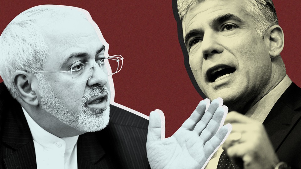 Yair Lapid, head of the Yesh Atid party, and Javad Zarif, Iran's foreign minister.