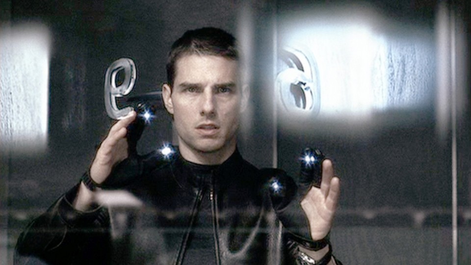 Tom Cruise (as Chief John Anderton), at a pre-crime screen featuring PreCog visions in "Minority Report"