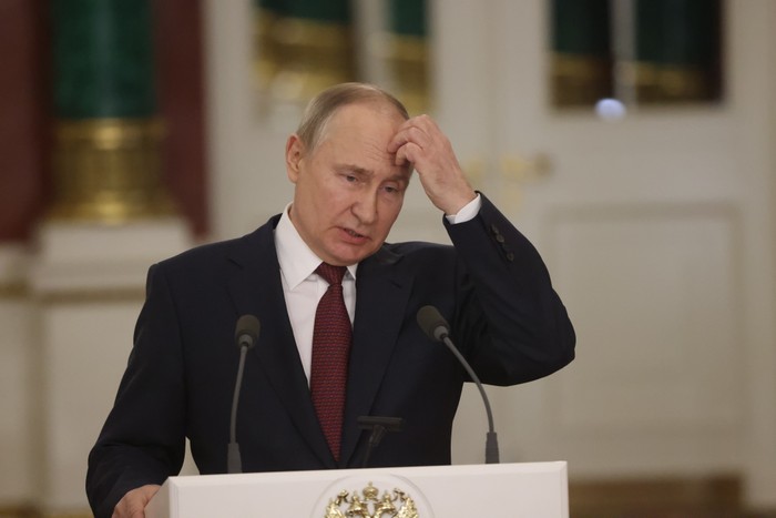 Vladimir Putin during his briefing after the State Council meeting at the Grand Kremlin Palace on December 22 2022