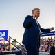 Trump stands on a stage in Waco, Texas.