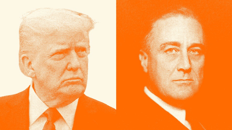 A photo of Donald Trump and FDR