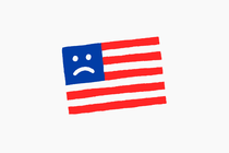 USA flag with sad face