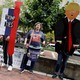 Protesters outside a U.S. district courthouse on Tuesday