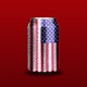 A soda can decorated as an American flag