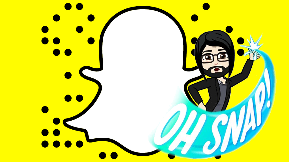The Snapchat logo with a Bitmoji saying "Oh snap!"