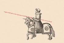 An illustration of a knight with the words of the First Amendment standing in as his spear